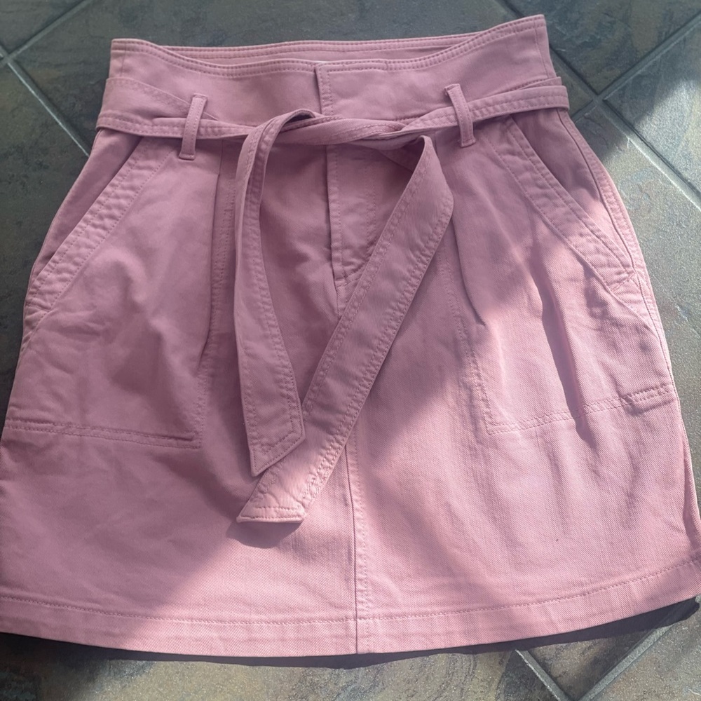 Loft petite paper bag waisted pink skirt